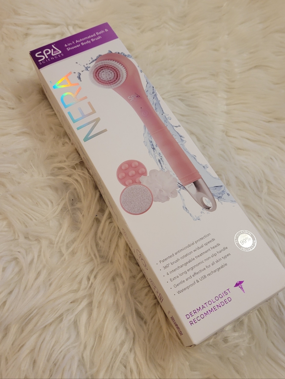 Spa Sciences Nera 4-in-1 Automated Bath & Shower Body Brush - pink